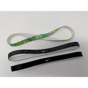 Nike Athletic Stay Put Headbands Never Worn Printed Floral Black Gray One Size